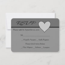 Graue RSVP-Liebesherz-Grau- und Schwarze-Hochzeit