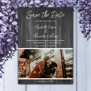 Graue rustikale Foto-Save-the-Date-Karte Save The Date