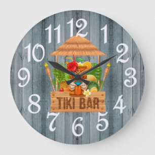 Graue Rustikale Tiki-Bar-Uhr  Große Uhr