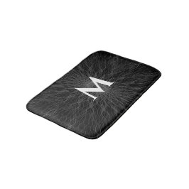 Graue Saitenwellen schwarze Monogramm Badematte