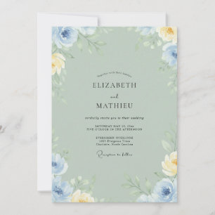 Graue Salbei Kornblumen Blüten Hochzeit Einladung