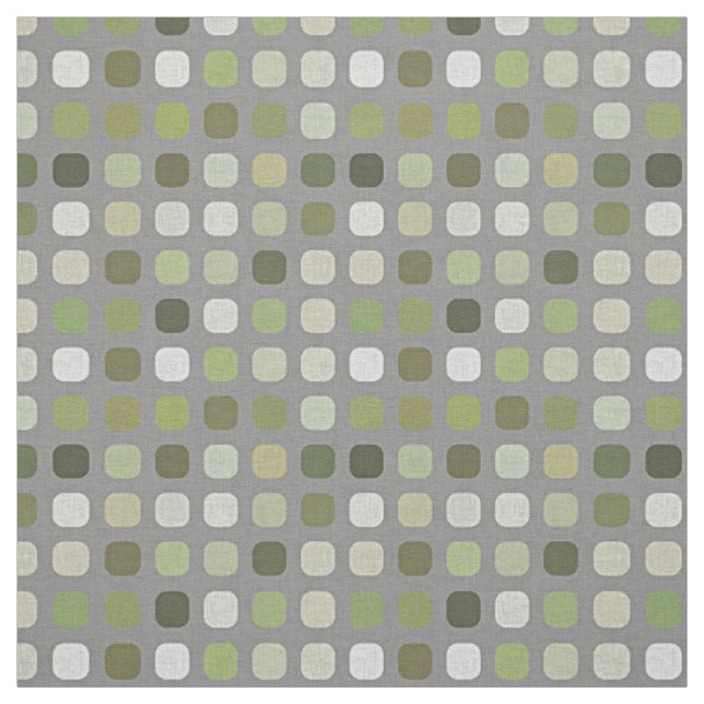 Graue Salbei-Olivgrüne runde Quadrate Kunst Stoff (Muster)