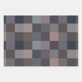 Graue Schachbrettmuster Geschenkpapier Set