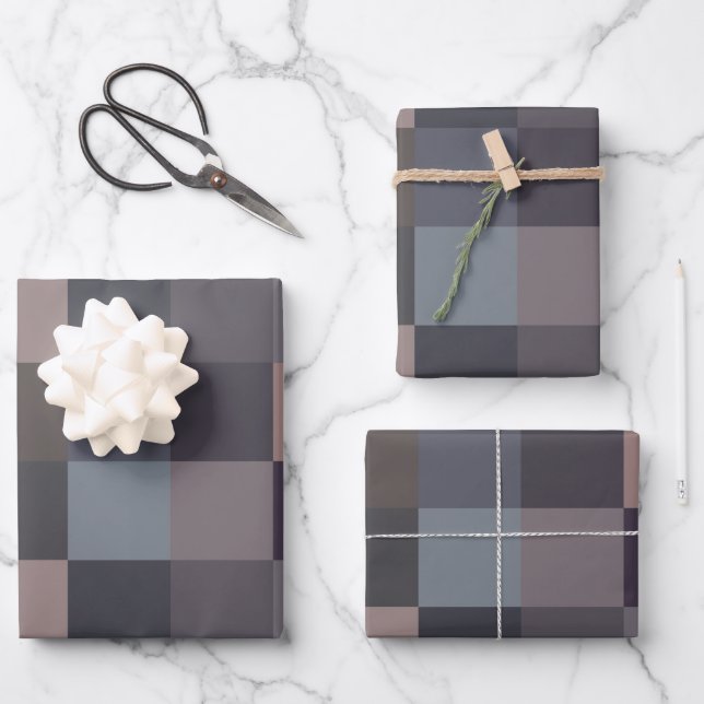 Graue Schachbrettmuster Geschenkpapier Set (Vorderseite)