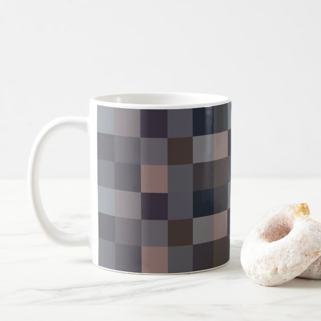 Graue Schachbrettmuster Kaffeetasse (Mit Donut)