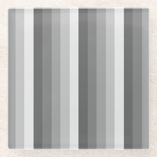Graue Schattenstreifen Glasuntersetzer (Vorderseite)
