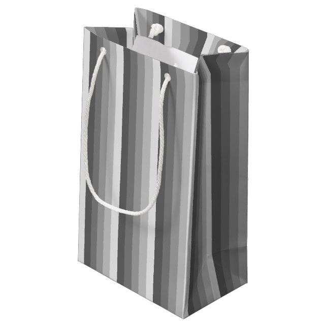 Graue Schattenstreifen Kleine Geschenktüte (Rückseite Schrägansicht)