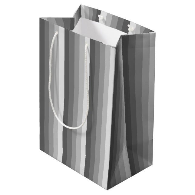 Graue Schattenstreifen Mittlere Geschenktüte (Rückseite Schrägansicht)