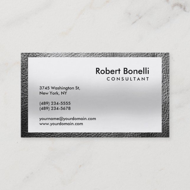 Graue Schlichte, moderne Consultant Business Card Visitenkarte (Vorderseite)
