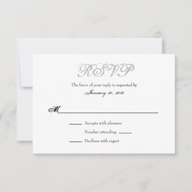 Graue Schlichte RSVP-Karten RSVP Karte (Vorderseite)