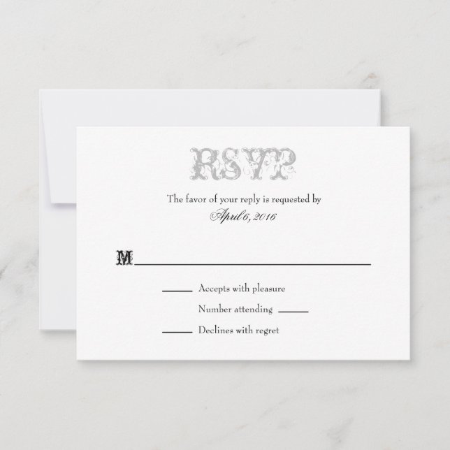 Graue Schlichte RSVP-Karten RSVP Karte (Vorderseite)