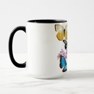 Graue Schmetterlinge und Blume Tasse