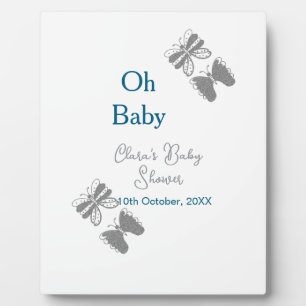 Graue Schmetterlingsblauer Babydusche - Babybett Fotoplatte