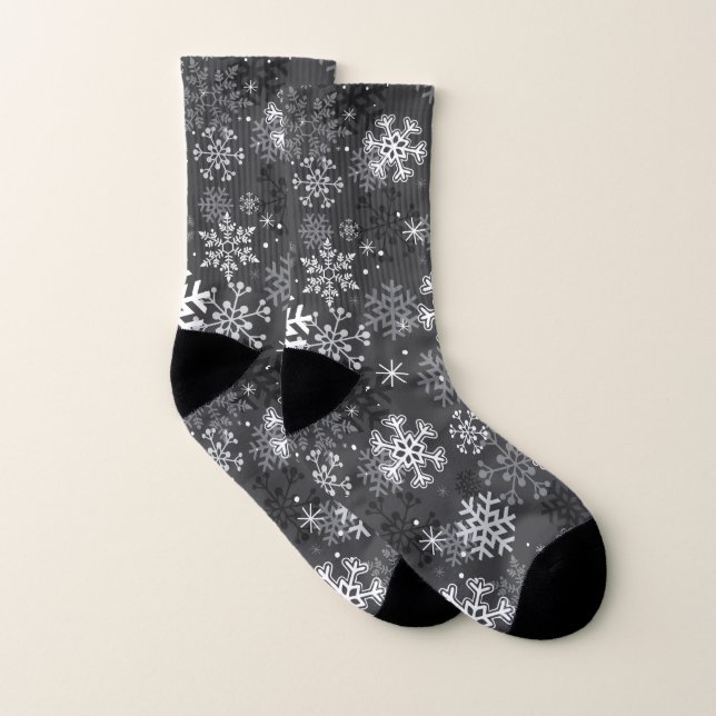 Graue Schneeflocke-Druck-Socken Socken (Paar)
