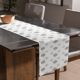 Graue Schneeflocken Kurzer Tischläufer