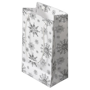 Graue Schneeflocken Muster Kleine Geschenktüte