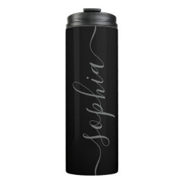 Graue Schrift personalisierbarer Name Thermal Tumb Thermosbecher