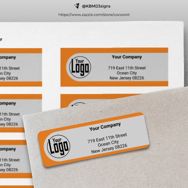 Graue Schwarz Orange Ihre Logo Company Rücksendead (Gray Black Orange Your Logo Company Return Address Label)