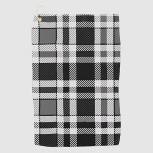 Graue Schwarz-weiße Flannel Kariertes Tartan Desig Golfhandtuch
