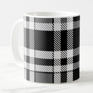 Graue Schwarz-weiße Flannel Kariertes Tartan Desig Kaffeetasse