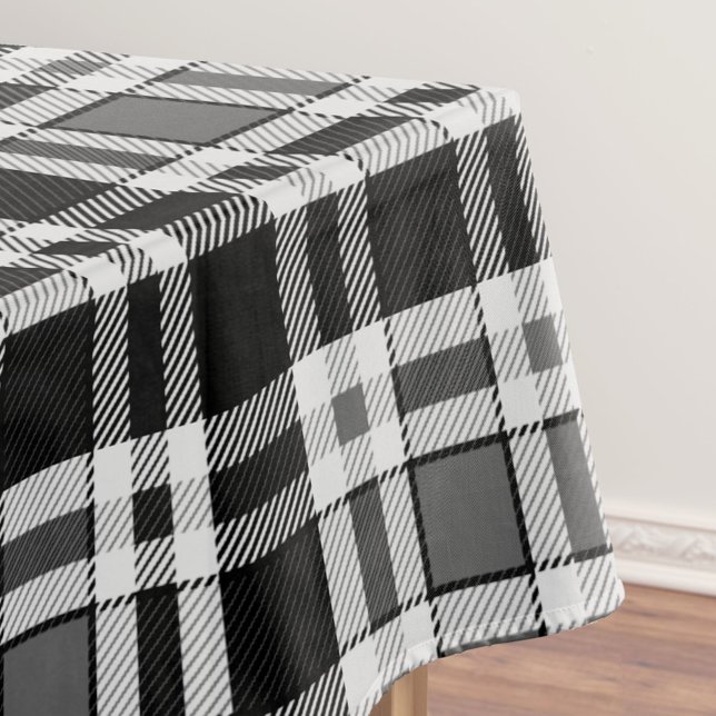 Graue Schwarz-weiße Flannel Kariertes Tartan Desig Tischdecke (Von Creator hochgeladen)