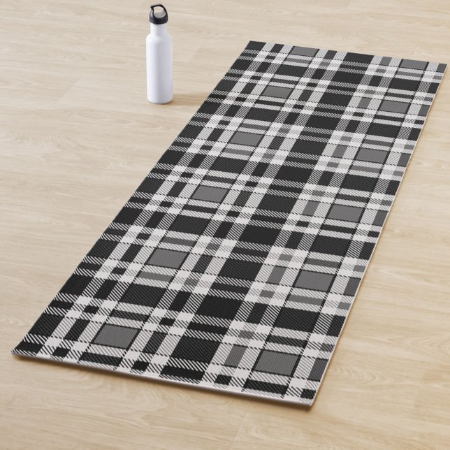 Graue Schwarz-weiße Flannel Kariertes Tartan Desig Yogamatte (Von Creator hochgeladen)