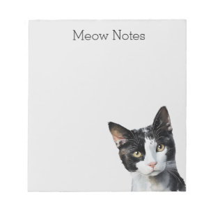Graue Schwarz-weiße Kitty Cat Notizblock