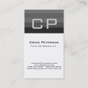 Graue, Schwarz-weiße Monogramm-Visitenkarte Visitenkarte