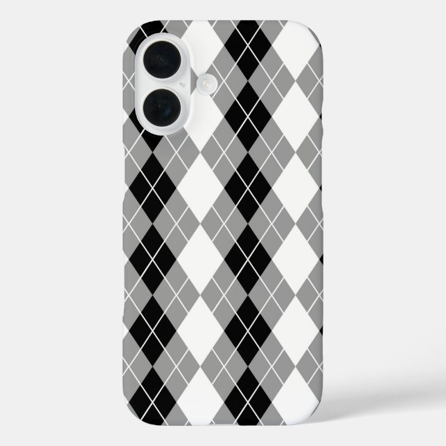 Graue Schwarz-weiße Raute Diamond Design Case-Mate iPhone Hülle (Rückseite)