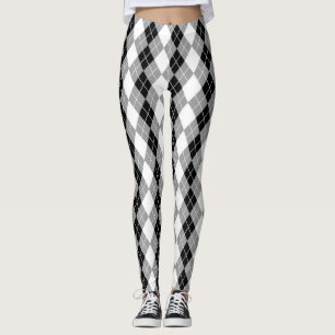 Graue Schwarz-weiße Raute Diamond Design Leggings