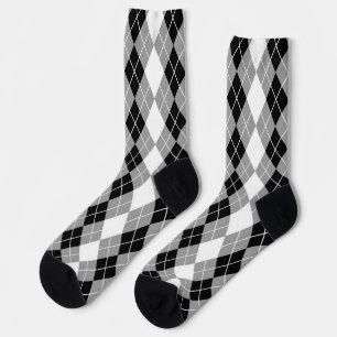 Graue Schwarz-weiße Raute Diamond Design Socken
