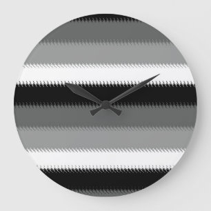 Graue Schwarz-weiße Streifen Große Wanduhr