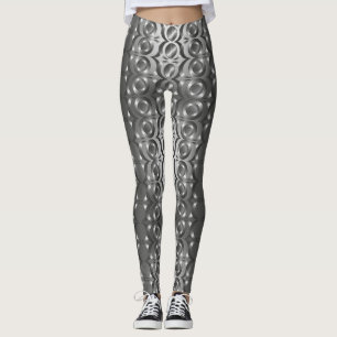 Graue, schwarze abstrakte Gemusterte Leggings