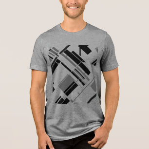 Graue schwarze Diagonal-Formen Linien MCM Abstrakt Tri-Blend Shirt