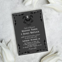 Graue Schwarze Drachen-Monogramm-Fantasy-Hochzeit