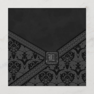 Graue & schwarze gothische Hochzeit mit Spitze Einladung