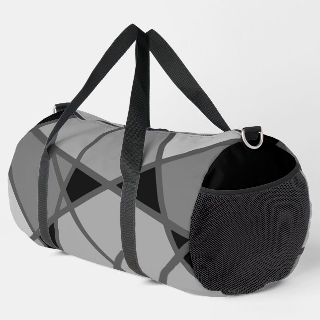 Graue schwarze große Duffelbag von Joya Eve Duffle Bag (Rechte Ecke)