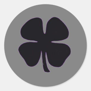 Graue schwarze Klee rund große Aufkleber