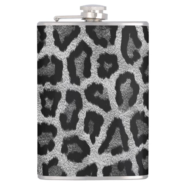 Graue schwarze Leopardenfarbe Flachmann (Vorderseite)