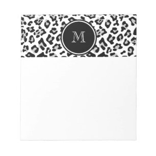 Graue schwarze Leopardenfarbe mit Monogramm Notizblock