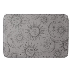 Graue Schwarze Magie Vintage Himmels- Sonne Mond S Badematte