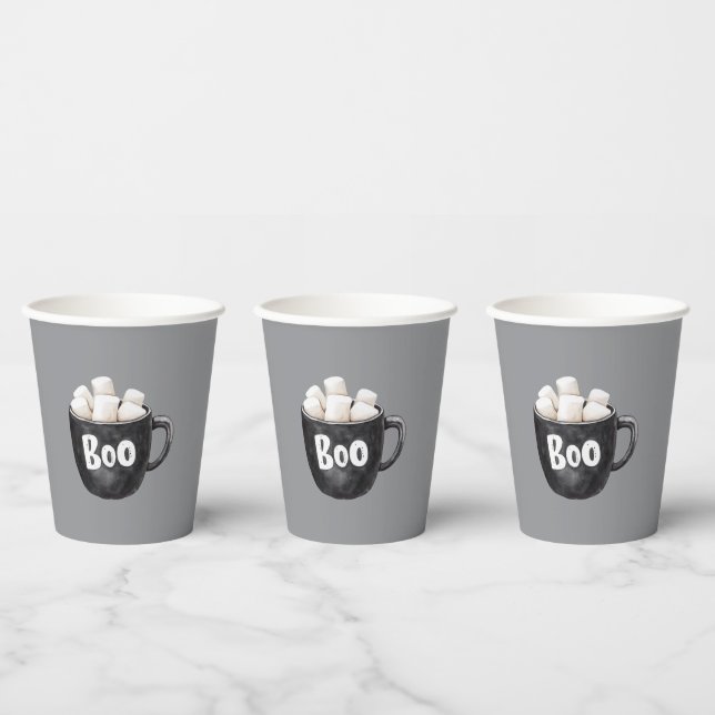 Graue schwarze Marshmallows Boo Pappbecher (Multi)