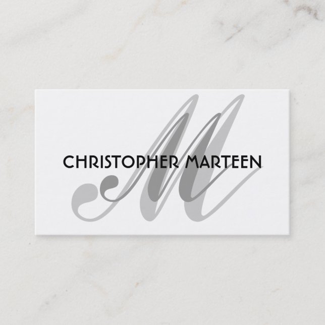 Graue schwarze Monogramm-Visitenkarten Visitenkarte (Vorderseite)