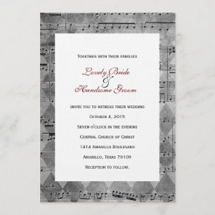 Graue schwarze Musik-Zickzack Hochzeits-Einladung Einladung