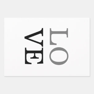 Graue schwarze Schrift Liebe Hochzeit  Geschenkpapier Set