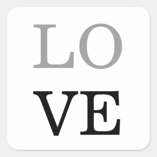 Graue Schwarze Schrift Liebe Hochzeit Quadratischer Aufkleber
