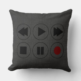 Graue schwarze Tech-Symbole Rewind Schneller vorwä Kissen