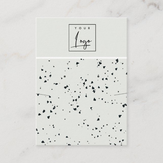 Graue schwarze Terrazzo Texture Earring Necklace L Visitenkarte (Vorderseite)