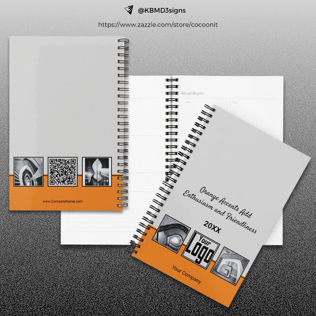Graue, schwarze und orange Service Collage Busines Planer (Gray, Black & Orange Service Collage Business Planner)