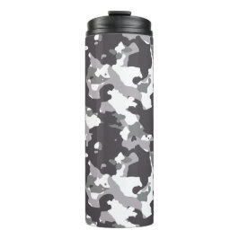 Graue, schwarze und weiße Girly Army Camouflage Mu Thermosbecher